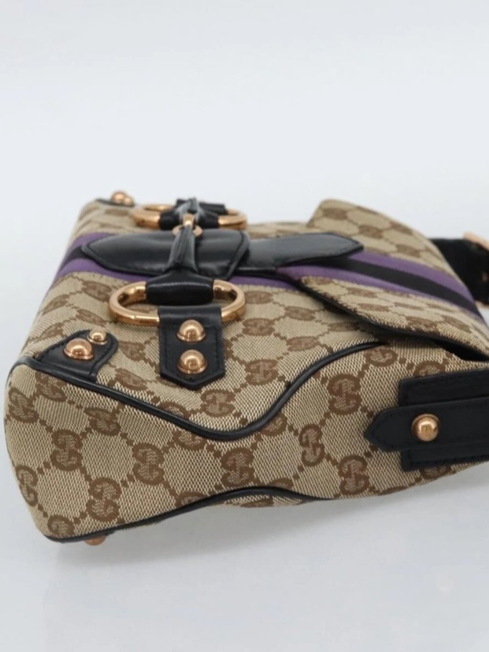 GUCCI GG Canvas Horsebit Shoulder Bag Beige 129699 Auth - Picture 8 of 16